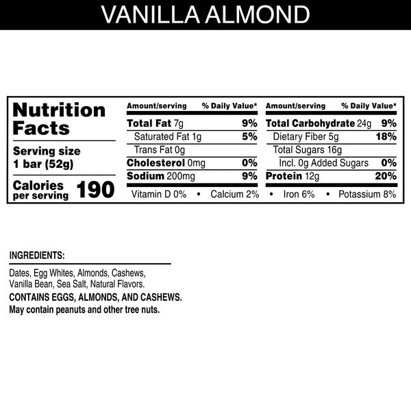 RXBAR Gluten-Free Protein Bar Vanilla Almond, 12g Protein, 1.8 oz