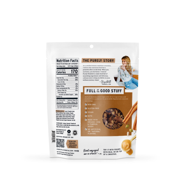 Purely Elizabeth Cinnamon Peanut Butter, Grain-Free Keto Granola, with MCT Oil