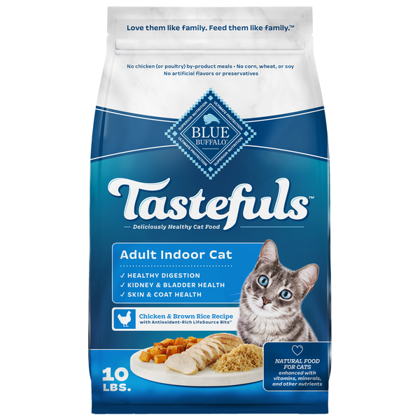 Blue Buffalo Tastefuls Natural Dry Food for Adult Indoor Cats, Chicken & Brown Rice DestGlow