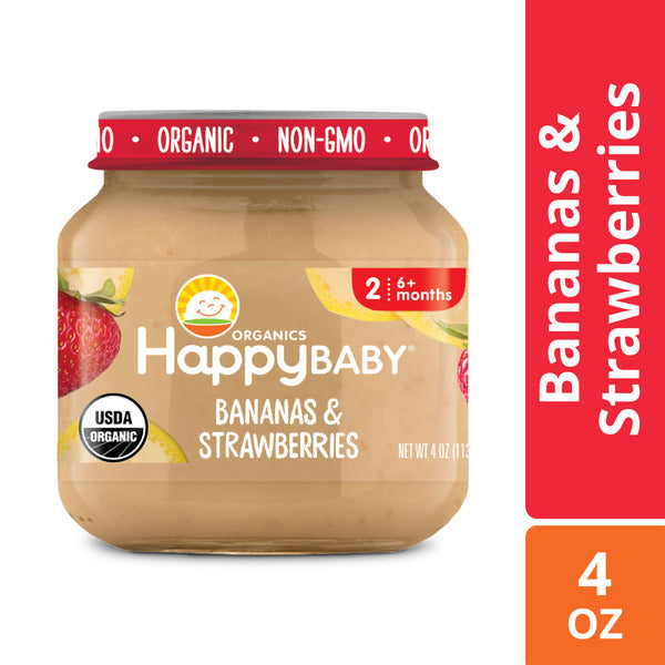 Happy Baby Organics Organics Clearly Crafted Stage 2 Bananas & Strawberries Jar 4 oz UNIT