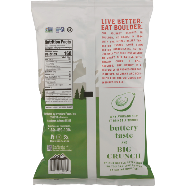Boulder Canyon Potato Chips, Kettle Style, Classic Sea Salt, Avocado Oil