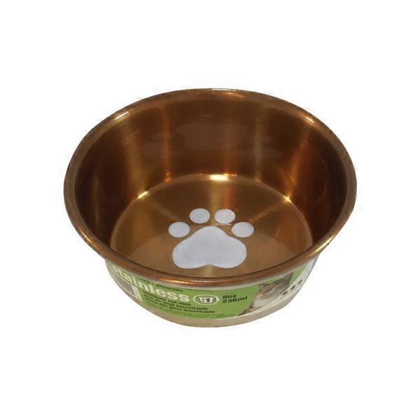 Van Ness 8 Ounce Stainless Steel Ceramic Heavy Cat Dish