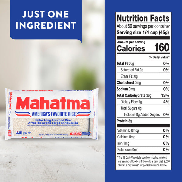 Mahatma Extra Long Grain White Rice, Enriched Rice, Gluten Free Rice, Uncooked Rice