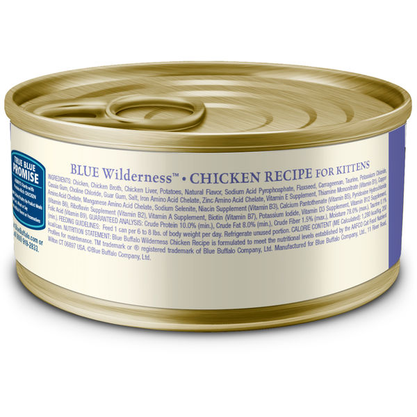 Blue Buffalo Wilderness High Protein Grain Free, Natural Kitten Pate Wet Cat Food, Chicken
