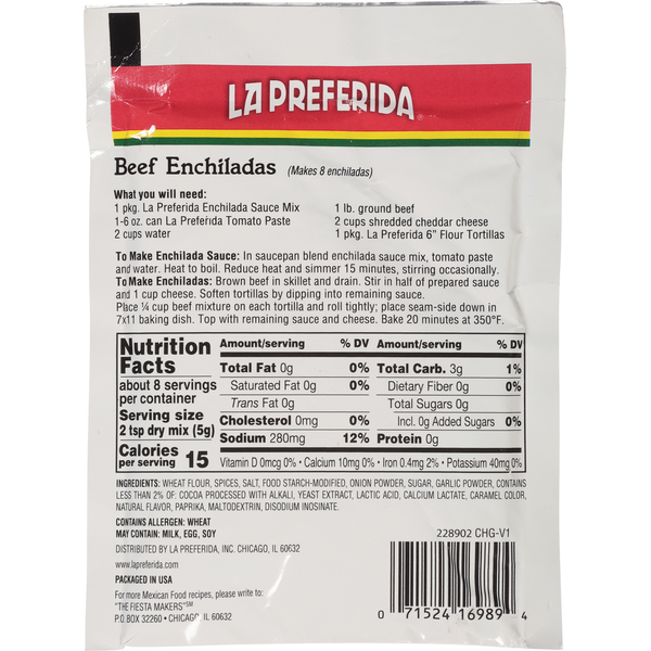 La Preferida Sauce Mix, Enchilada