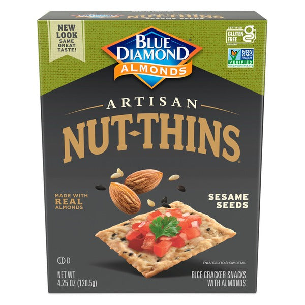 Blue Diamond Artisan Almond Rice Crackers, Sesame Seed