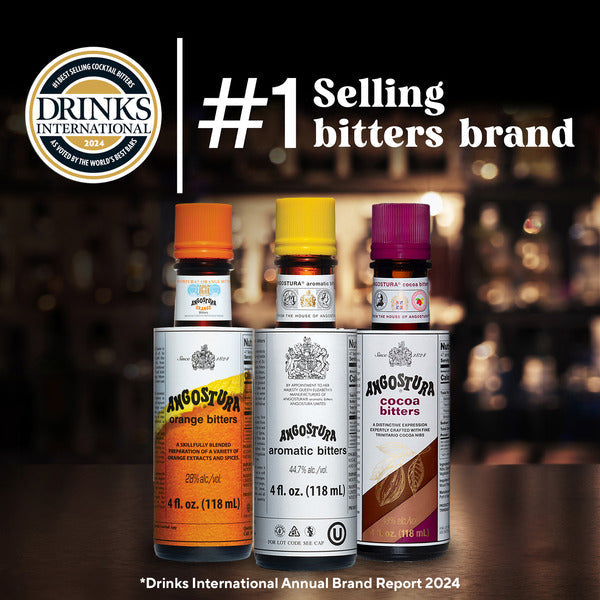 Angostura Aromatic Bitters, Cocktail Bitters for Professional & Home Mixologists, 4 FL oz