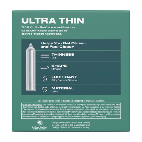 Trojan Ultra Thin Latex Lubricated Condoms For Men