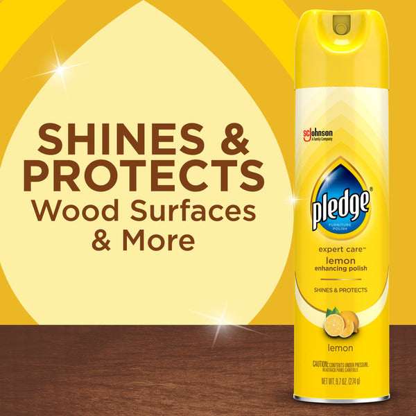Pledge® Expert Care™ Enhancing Polish Aerosol, Lemon Scent, Shines & Protects