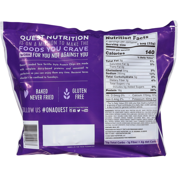 Quest Protein Chips, Loaded Taco Flavor, Tortilla Style