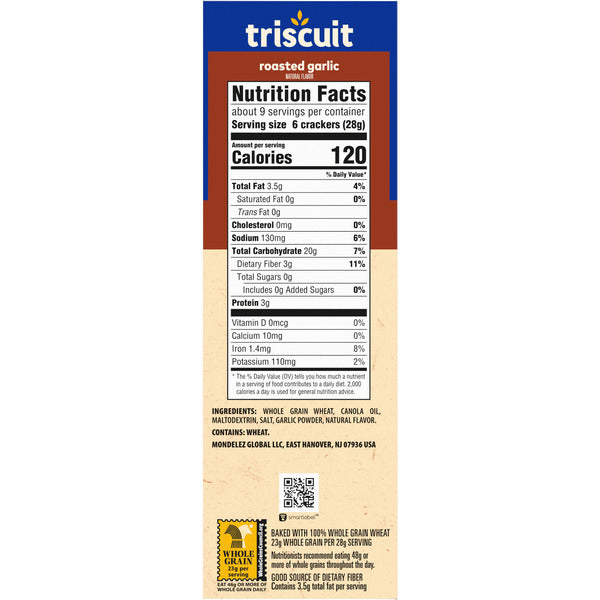 TRISCUIT Roasted Garlic Whole Grain Wheat Crackers
