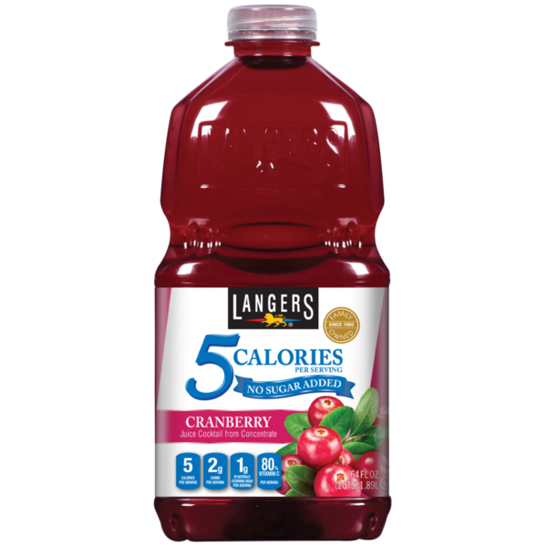 Langers Juice Cocktail, from Concentrate, No Sugar Added, Cranberry