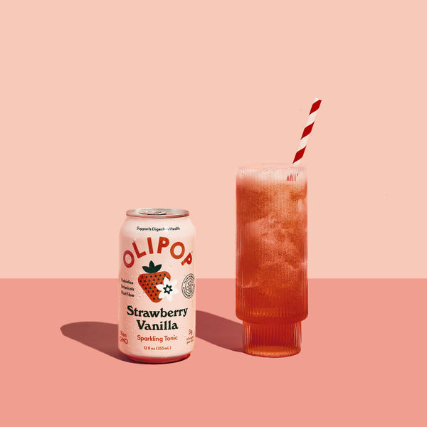 OLIPOP Prebiotic Soda, Strawberry Vanilla