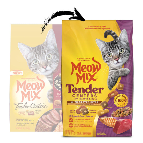 Meow Mix Tender Centers with Basted Bites, Chicken & Tuna Flavors, Dry Cat Food