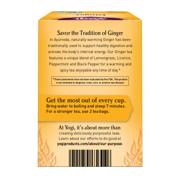 Yogi Tea Herbal Tea, Ginger, Supports Digestion, Caffeine Free