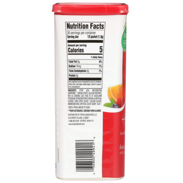 Food Club Sugar Free Fruit Punch Lemonade Drink Mix
