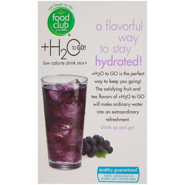 Food Club +H2O To Go!, Grape Low Calorie Drink Mix