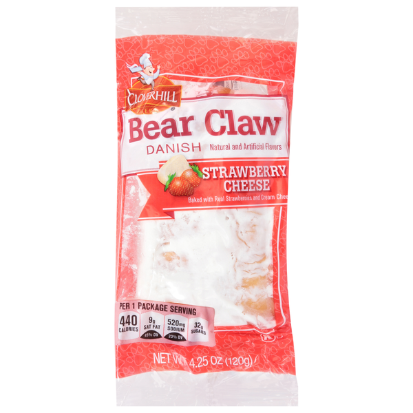 Clover Hill Bear Claw, Strawberry Cheese, Danish