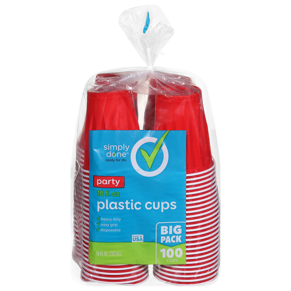 Simply Done Plastic Cups, Party, 18 Fluid Ounce, Big Pack