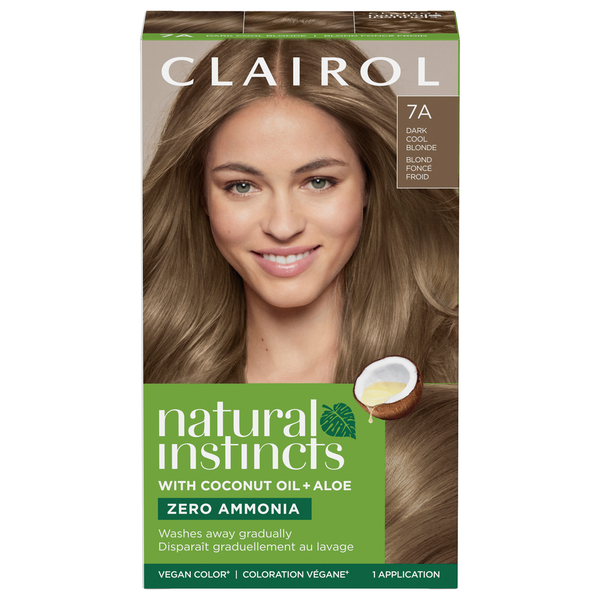 Clairol 7A Dark Cool Blonde Zero Ammonia Vegan Hair Color with Coconut Oil + Aloe DestGlow