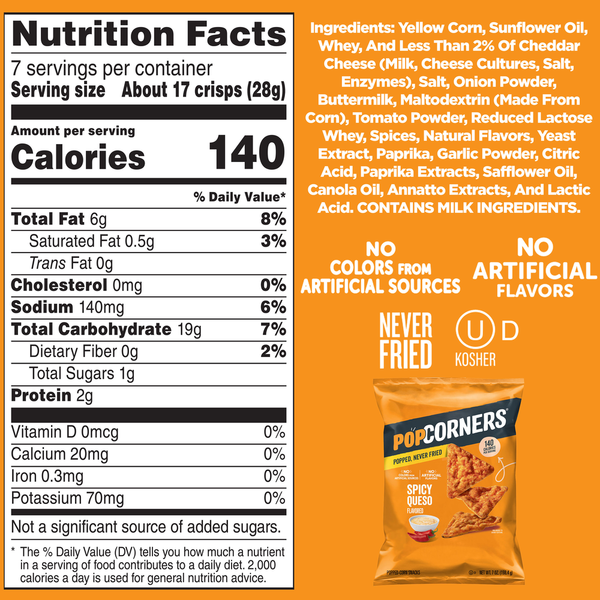 PopCorners Popped-Corn Snacks Spicy Queso Flavored