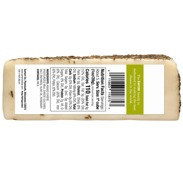 Sartori Cheese, Rosemary & Olive Oil Asiago