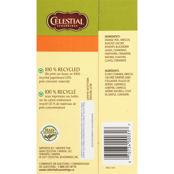 Celestial Seasonings Mandarin Orange Spice Herbal Tea, Caffeine Free