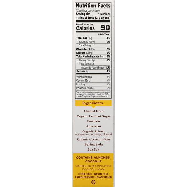 Simple Mills Almond Flour Pumpkin Muffin & Bread Baking Mix