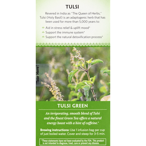 ORGANIC INDIA Tulsi Holy Basil Green Tea, Infusion Bags