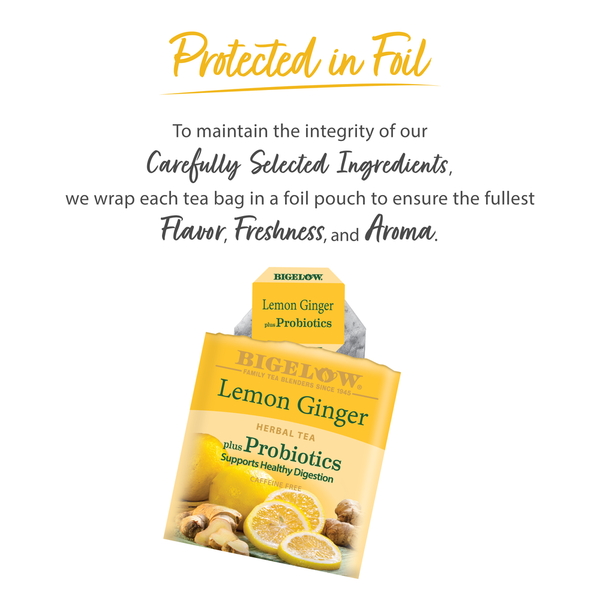 Bigelow Lemon Ginger Plus Probiotics Herbal Tea Bags