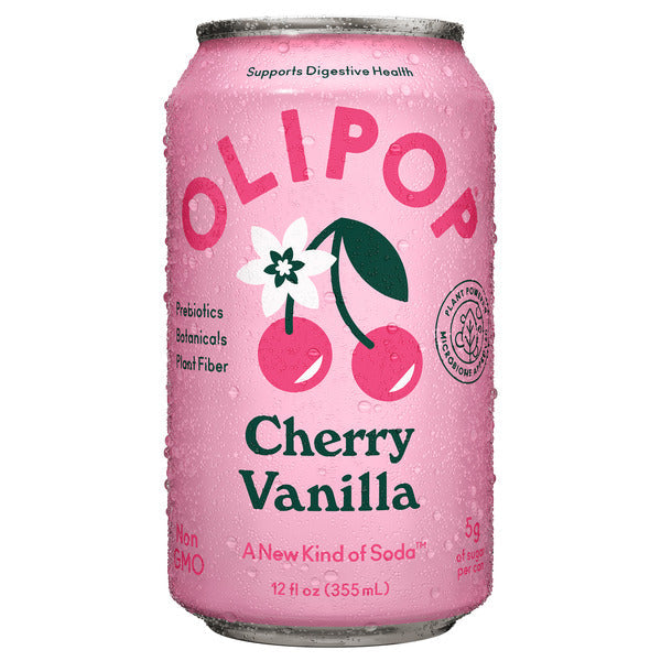 OLIPOP Prebiotic Soda, Cherry Vanilla