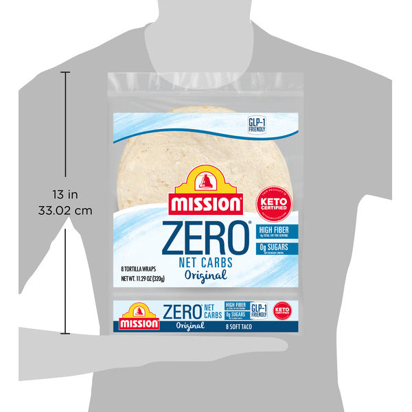 Mission Zero Net Carbs Original Flour Tortillas, Soft Taco Size, 8 Count