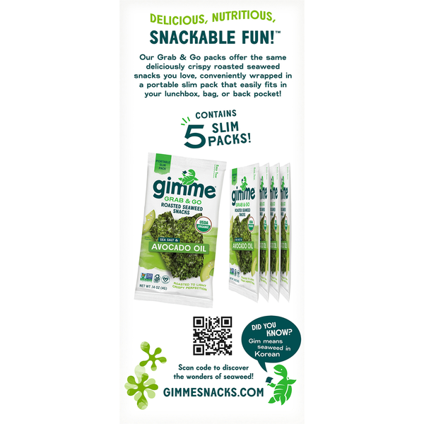 gimMe Grab & Go Roasted Sea Salt & Avocado Oil Seaweed Snacks Value Pack