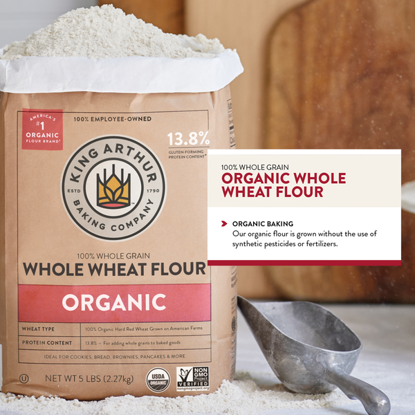 King Arthur Baking Company 100% Organic Whole Wheat Flour, 100% Whole Grain, Non-GMO Project