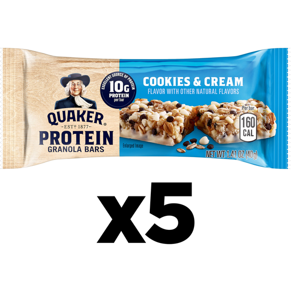 Quaker Protein Granola Bars, Cookies & Cream, 10g Protein