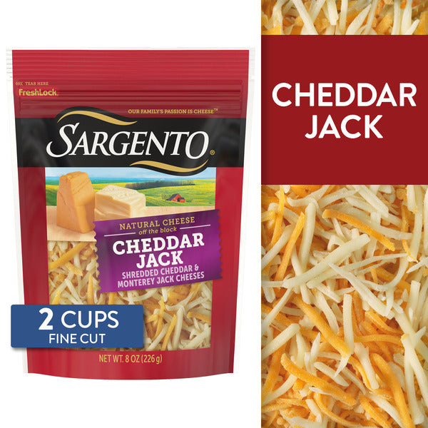 Sargento Natural Cheddar Jack Shredded Cheese, Fine Cut