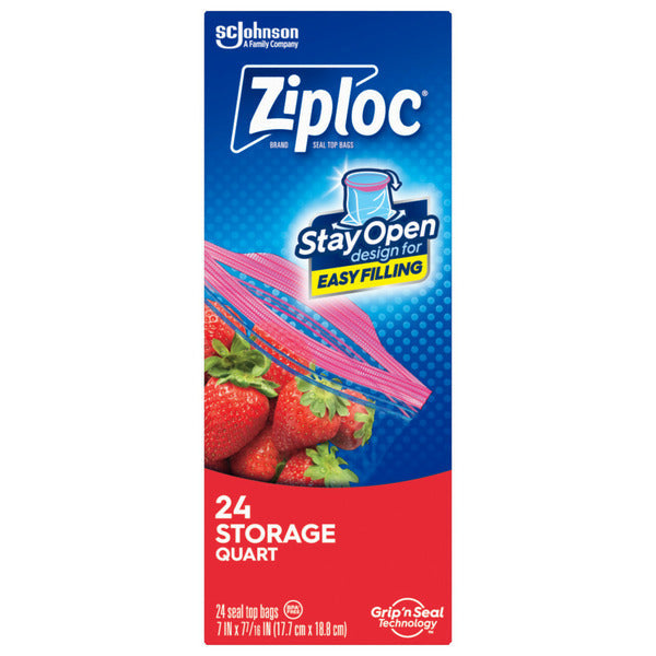 Ziploc Storage Bags with Stay Open Design for Easy Filling
