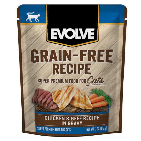 EVOLVE Grain Free Chicken & Beef in Gravy, Wet Cat Food
