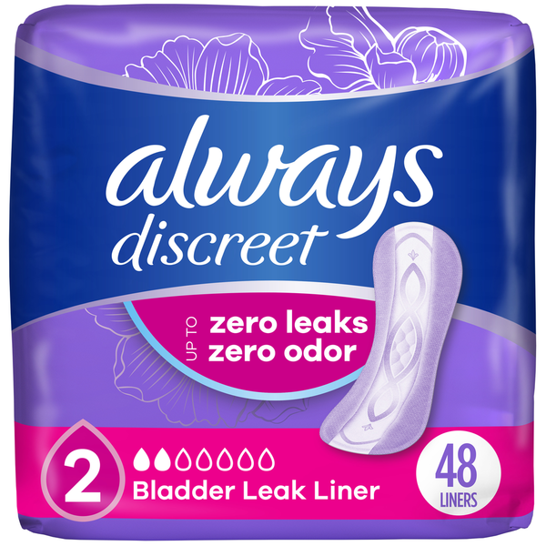 Always Discreet Discreet Incontinence Panty Liners, 2, Very Light