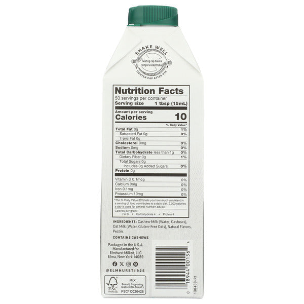 Elmhurst Unsweetened Cashew Creamer