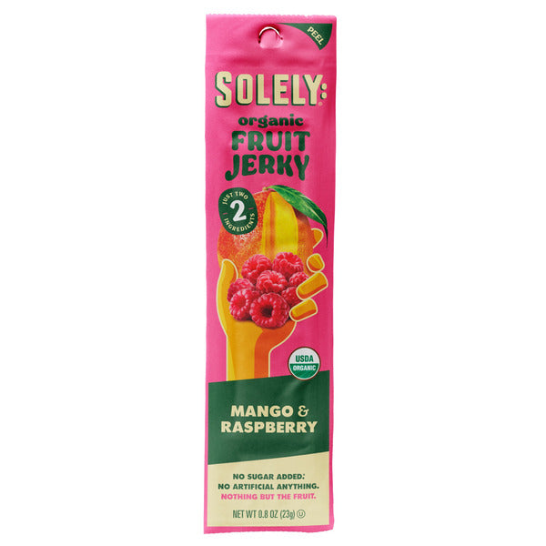 Solely: Fruit Jerky Mango & Raspberry, Organic, Single Strip