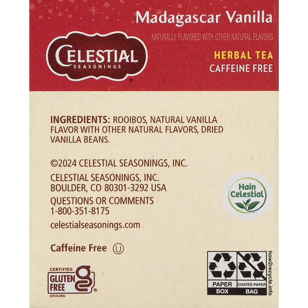 Celestial Seasonings Herbal Tea, Caffeine Free, Madagascar Vanilla, Tea Bags