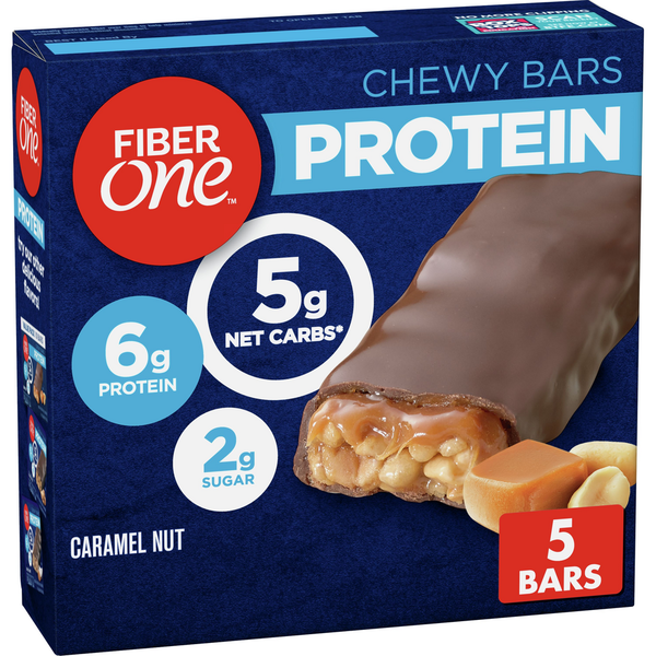 Fiber One Caramel Nut Chewy Protein Bars Healthy Lunch Box Snacks