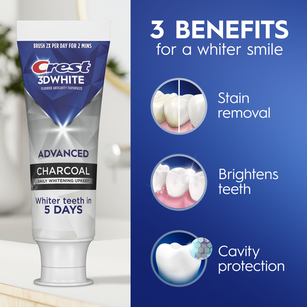 Crest 3DWhite Advanced Toothpaste, Charcoal
