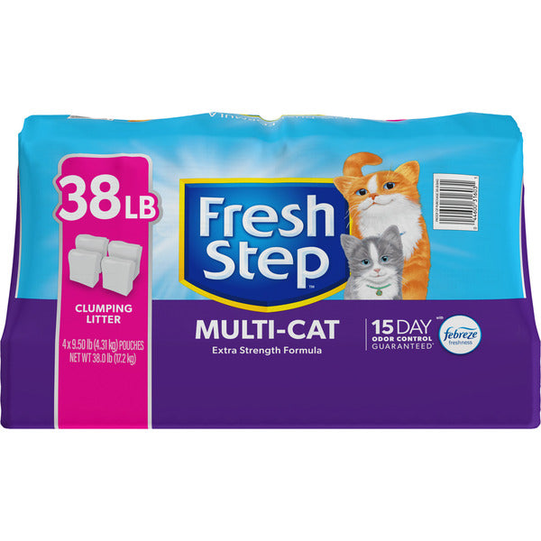 Fresh Step Clumping Cat Litter Multi-Cat Extra Strength Formula, Ammonia Block Technology
