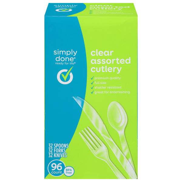 Simply Done Cutlery, Assorted, Clear