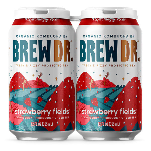 Brew Dr. Kombucha Strawberry Fields, Organic Kombucha