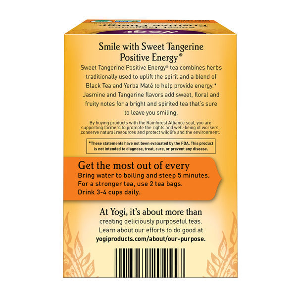 Yogi Tea Black Tea, Sweet Tangerine Positive Energy Tea, Contains Caffeine