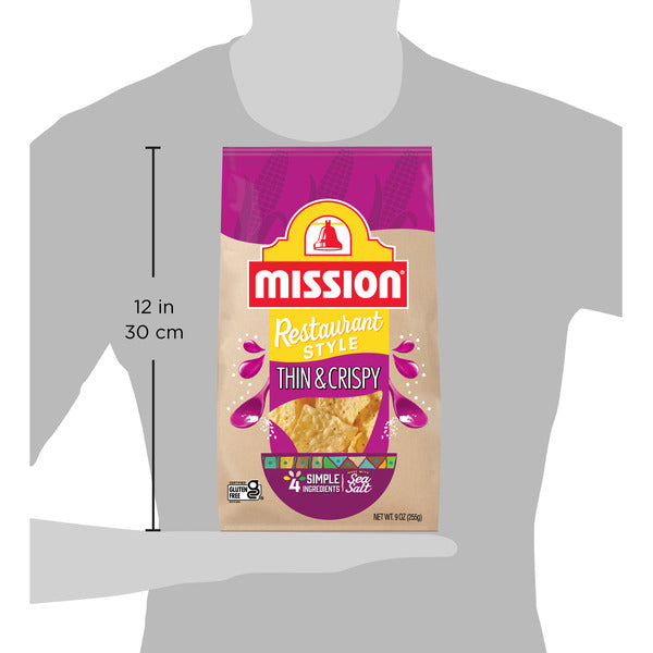 Mission Thin & Crispy Yellow Corn Tortilla Chips, 9 Ounce Bag
