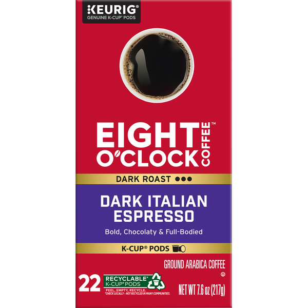 Eight O’Clock K-Cup Pods Ground Arabica Dark Roast Dark Italian Espresso Coffee DestGlow